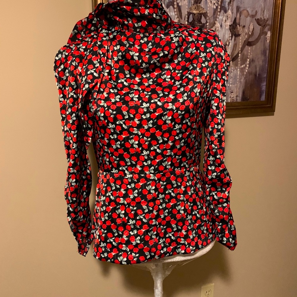 Satin tie neck top.